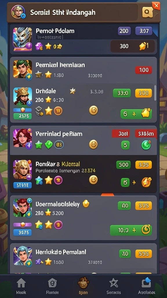 Menu permainan yang intuitif dan mudah diakses.