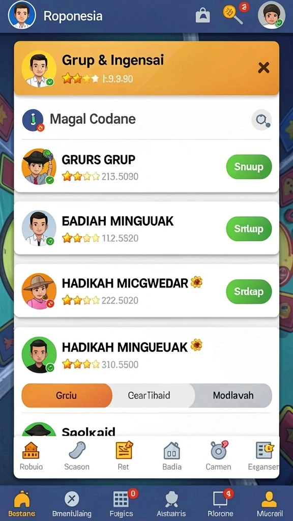 Karakter unik dengan kemampuan khusus untuk setiap pemain.