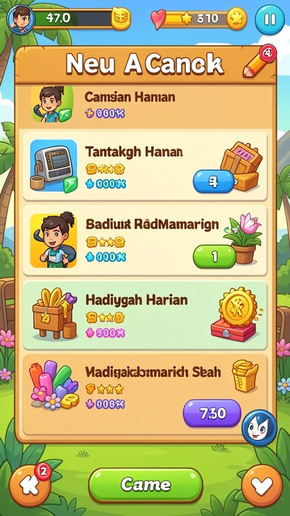 Tangkapan layar menunjukkan level menantang yang kaya warna.